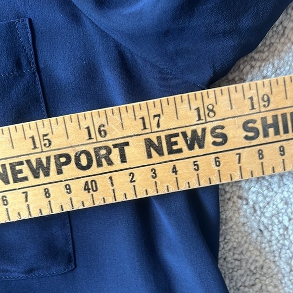 J. Crew Blue and Cream 3/4 Sleeve Silk Dress Size 4 - Picture 7 of 8